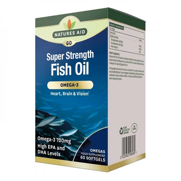 NATURES AID SUPER STRENGTH FISH OIL OMEGA-3 60SOFTGELS