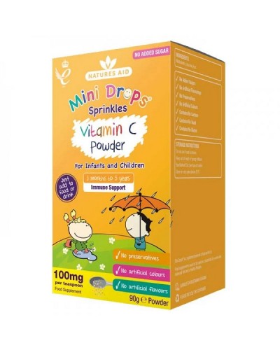 NATURES AID VITAMIN C POWDER SPRINKLES MINI DROPS (3 MONTHS - 5 YEARS) 90G