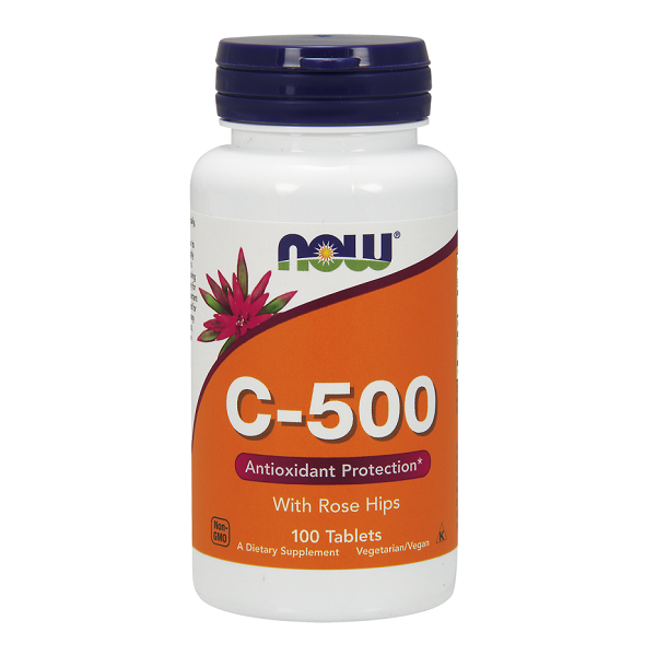 NOW VITAMIN C-500 MG WITH ROSE HIPS 100TABS