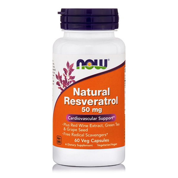 NOW NATURAL RESVERATROL WITH RED WINE & GREEN TEA EXTRACT 50MG 60VEG. CAPS
