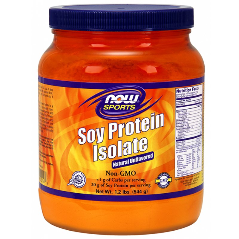 NOW SPORTS SOY PROTEIN ISOLATE NON-GMO UNFLAVORED POWDER, 1.2 LBS (544GR)