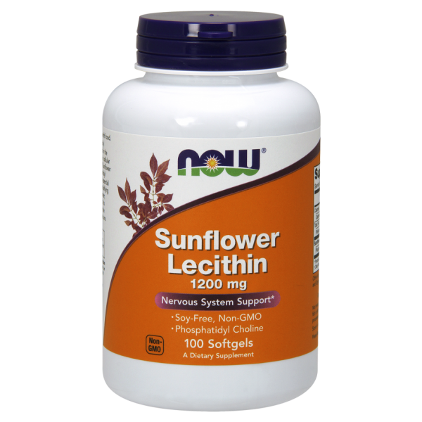 NOW SUNFLOWER LECITHIN 1200 MG, 100 SOFTGELS