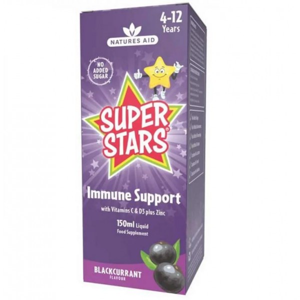 NATURES AID SUPER STARS IMMUNE SUPPORT BLACKCURRANT FLAVOUR 60 CHEWABLE TABS