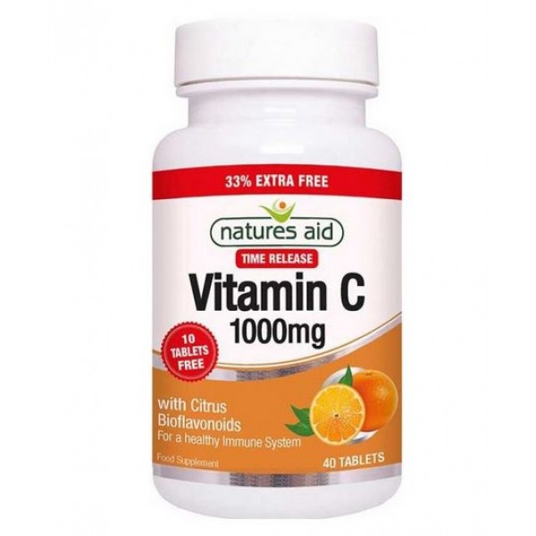 NATURES AID VITAMIN C 1000MG TIME RELEASE (WITH CITRUS BIOFLAVONOIDS) 40TABS