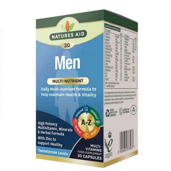 NATURES AID MEN MULTI-VITAMINS & MINERALS WITH SUPERFOODS 30VCAPS