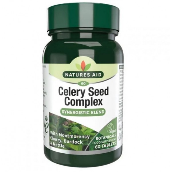 NATURES AID CELERY SEED COMPLEX WITH MONTMORENCY CHERRY, BURDOCK & NETTLE 60TABS
