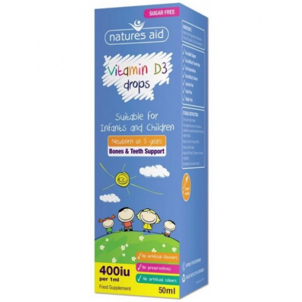 NATURES AID VITAMIN D3 400IU (10UG) MINI DROPS FOR INFANTS & CHILDREN (3 MONTHS - 5 YEARS) 50ML