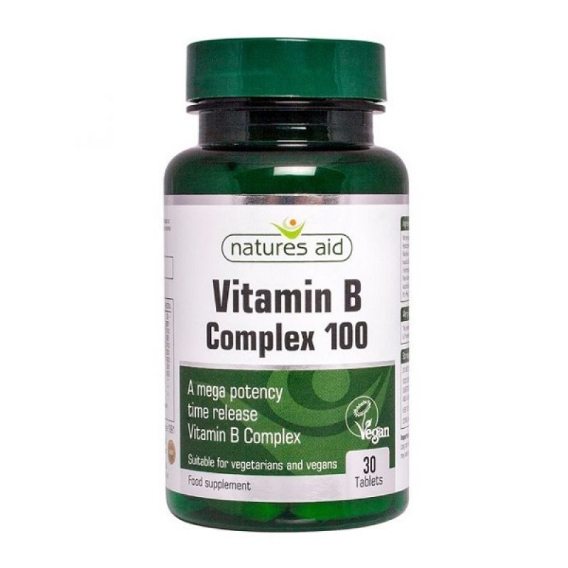 NATURES AID MEGA POTENCY VITAMIN B COMPLEX 100mg TIME RELEASE 30 TABS