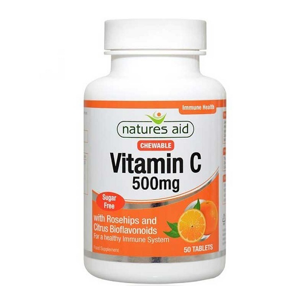 NATURES AID VITAMIN C 500MG SUGAR FREE CHEWABLE (WITH ROSEHIPS & CITRUS BIOFLAVONOIDS) 50 TABS