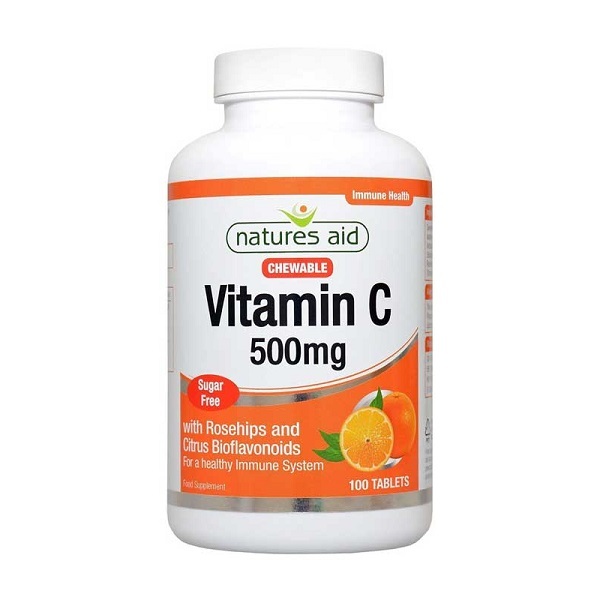 NATURES AID VITAMIN C 500MG SUGAR FREE CHEWABLE (WITH ROSEHIPS & CITRUS BIOFLAVONOIDS) 100TABS