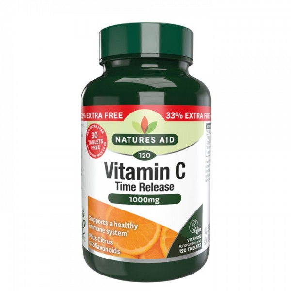 NATURES AID VITAMIN C 1000MG TIME RELEASE (WITH CITRUS BIOFLAVONOIDS) 120TABS