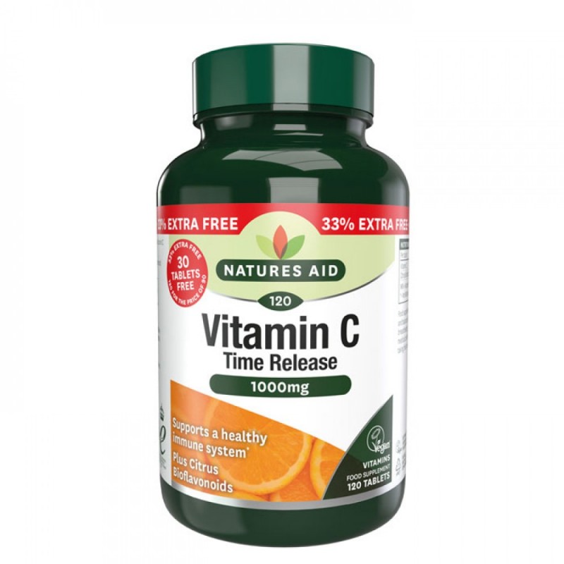 NATURES AID VITAMIN C 1000mg TIME RELEASE (WITH CITRUS BIOFLAVONOIDS) 120 TABS